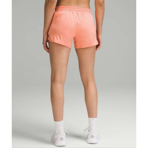 Lululemon Hotty Hot Coral Orange High Rise Shorts With Brief Size 2 - Picture 2 of 6